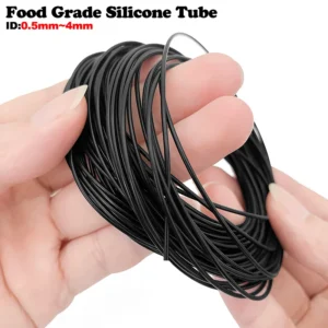 2/5M Food Grade Black Silicone Rubber Hose ID 0.5 0.6 0.7 0.8 0.9 1 1.2 1.3 1.4 2 3 4 5 6 mm Flexible Nontoxic Silicone Tube