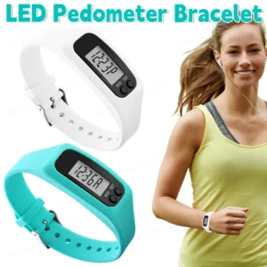 1/2PCS LED Pedometer Bracelet Step Counter Watch 12/24H Time Display Silicone Step Tracker Multi-Function Fitness Watch
