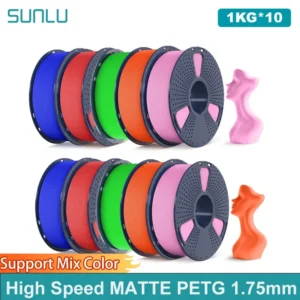 SUNLU 10KG High Speed Matte PETG Filament 1.75mm 1000g Spool (2.2lbs) High Speed Printing Filament Fit Most FDM Printer