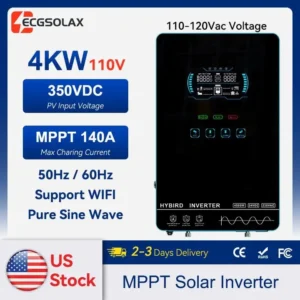 ECGSOLAX 4KW Hybrid Solar Inverter 24V 110V/120V With MPPT 110A Solar Charger Touch screen LCD Hybrid Inverter Max PV 350VDC