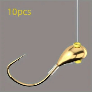 10pcs Golden Stainless Steel Overturned Hooks - Durable Fishing Hooks for Bait and Lures, Ideal for Angling and Outdoor