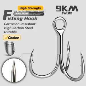 9KM Saltwater Treble Hooks 3X Strong 25~100Pcs Fishing Triple Hook Round Bend Crankbait Spinners Hard Lures Replacement Hook