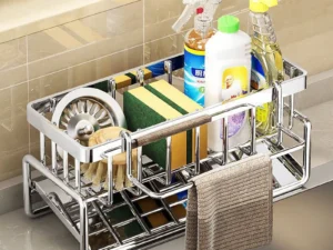 Kitchen stainless steel shelf, sponge drain rack, sink drainage rack, dishwashing supplies, dishcloth storage, drainage rack
