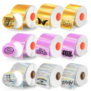 KAYSION HolographicThermal Label Printer Sticker Self-Adhesive Color Laser Thermal Paper Suit for Phomemo M110 M200 M120 P50