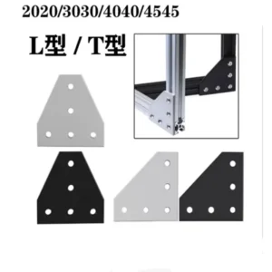 2pcs/lot 5 Hole Black/Silver Joint Board Plate Corner Angle Bracket Connection Joint Strip for 2020 3030 4040 Aluminum Profile