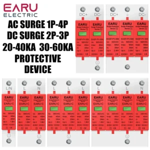 Power Surge Protective Device SPD Arrester Low Voltage House 1/2/3/4 Pole Surge Voltage Protection DC 500V 800V 1000V 40KA 60KA