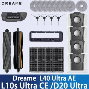 Dreame L40 Ultra AE / L10s Ultra CE/D20 Ultra Vacuum cleaner accessories, main brush, edge brush, cloth, dust bag, filter screen