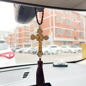 HTISOK Orthodox Cross Jesus Pendant Christ Statue Crucifix Car Pendant Religious Decor & Gifts Orthodox Church Cross Pendant