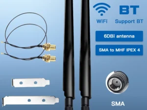 FENVI 2PcsX6Dbi Antenna Set AX210 NGFF M.2 WiFi Card 2.4/5GHz Dual Band MHF4 Extension Cable To WiFi RP-SMA For AX210/AX200/9260