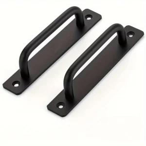 2pcs Barn Door Handles, Sliding Door Handle, Black Cabinet Handles, Door Pull Handle, Aluminum Alloy Door Pulls with Plate