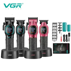VGR high-end hair trimmer two-piece set metal body 9000 RPM hair clipper alloy blade head oil head carving push shear V-886 S2