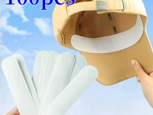 10/50/100PCS Hat Sweat Absorber Stickers Summer Cap Liner Bands Sweatband Visor Hats Size Reducer Adhesive Sweat Absorbing Pads