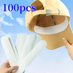 10/50/100PCS Hat Sweat Absorber Stickers Summer Cap Liner Bands Sweatband Visor Hats Size Reducer Adhesive Sweat Absorbing Pads