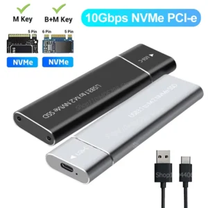 M2 SSD Case M.2 NVMe SATA SSD Enclosure Adapter 10Gbps USB 3.1 Type C Dual Protocol External Enclosure Supports M And B&M Keys
