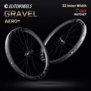 ELITEWHEELS Newest Aero+ Gravel Wheels With Wing 20 Spokes 32mm inner Width Carbon Wheelset  Ratchet System 50T TPI bearing Hub