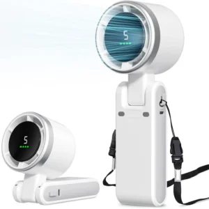 Mini High-speed Handheld Fan Usb Charging Digital Display Portable Desktop Folding Hanging Camping Violent Turbo Fan
