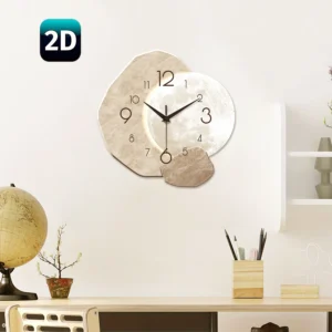 Modern Simple Silent Wall Clock, Moon Design - Quartz Movement, Wooden Material, for Bedroom, Living Room or Office Decoration