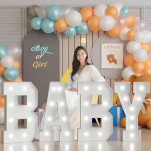 1Pc 64cm/25.2inch Light Up Digital Marquee Letters Frame KT Board Birthday Party First ONE Anniversary Decoration Cool Light