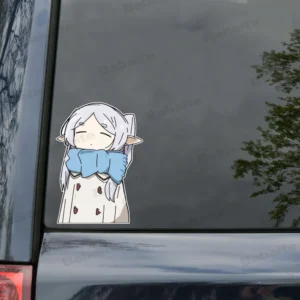 Frieren Cute Peek Car Sticker Waterproof Sunscreen Stickers Laptop Window Trunk Sticker Car Decoration
