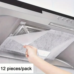 12-Pack Heavy-Duty Range Hood Filters - Oil-Absorbing Mesh Covers for Kitchen Ventilation, Easy Install