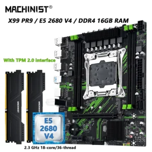MACHINIST X99 PR9 Motherboard TPM2.0,Optional Kit Set LGA 2011-3 Xeon E5 2680 V4 CPU And DDR4 16GB RAM USB3.0 NVME/SATA M.2