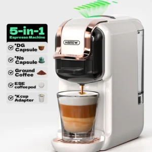 HiBREW 5 in 1 Multiple Capsule Coffee Machine Hot/Cold DG Cappuccino Nes Small Capsule ESE Pod Ground Coffee Cafeteria 20Bar H2B