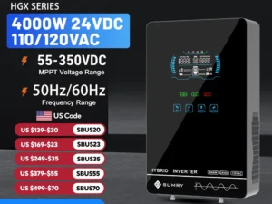 SUMRY 4KW 6KW 120V Off Grid Solar Inverter 24V 140A 5600W MPPT Charger Pure Sine Wave Home Inverter 6.25 Inch LCD Display