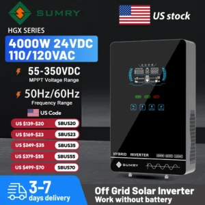 SUMRY 4KW 6KW 120V Off Grid Solar Inverter 24V 140A 5600W MPPT Charger Pure Sine Wave Home Inverter 6.25 Inch LCD Display