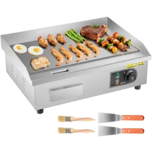 SucceBuy Commercial Electric Griddle 50-300°C Adjustable Temp Control, Stainless Steel Countertop Flat Top Grill for Steak Panc