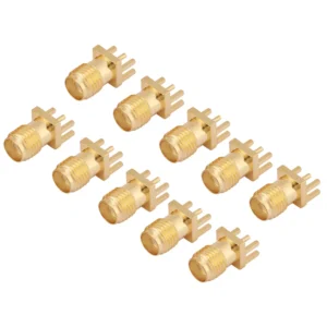 10pcs Brass SMA Connector Female Base Socket Jack PCB Mount 50 Ohm RF Connectors