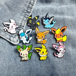 9Pcs Anime Pokemon Lapel Pins Cute Eevee Evolution Enamel Pins Set for Backpacks, Hats, Jackets Perfect Gift for Pokemon Lovers