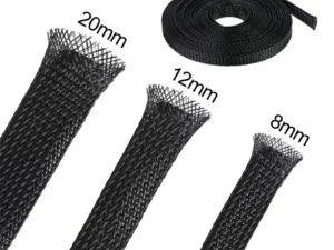 3m/9.85ft PET Expandable Braided Sleeving Flexible Wire Mesh Sleeve Black For TV Audio PC Cords Protect From Pets Chewing