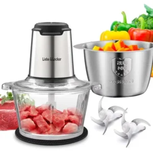 Food Processor Meat Grinder with 2 Bowls 8 Cup and 8 Cup Food Chopper Electric Vegetable Chopper with 4 Large Sharp Blades for