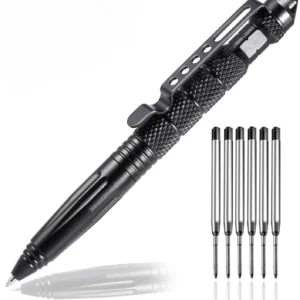 Military Tactical Pen, Professional Self Defense Pen, Emergency Glass Breaker Pen - Tungsten Steel, Writing Tool with 6 Refill