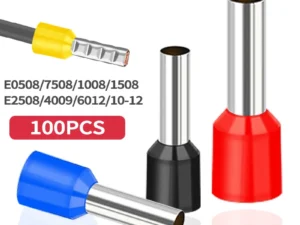 100PCS Tubular Crimp Terminals Electrical Wire Cable Ferrules Connectors E0508 E7508 E1008 E1508 E2508 E4009 E6012 Ring Sleeve