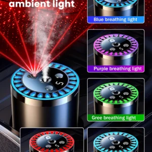 Rechargeable Multi-Color Light Romantic Starlight Lamp, Car-Mounted Aroma Diffuser with 5 Types of Aroma Essential Oils