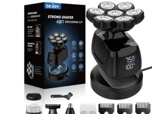 SEJOY Multifunctional 7D Head Shavers for Bald Men 6-in-1 Electric Razor with Nose Hair Trimmer Waterproof Mens Grooming Kit