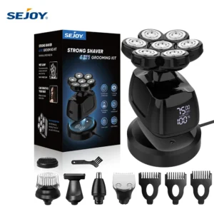 SEJOY Multifunctional 7D Head Shavers for Bald Men 6-in-1 Electric Razor with Nose Hair Trimmer Waterproof Mens Grooming Kit