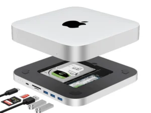 Qwiizlab USB C Hub for Mac Mini M2 M1 with Dual Drive Enclosure SATA NVMe M.2 SSD Type-C 10Gbps SD TF Card Reader Docking Staion