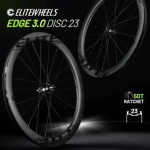 ELITEWHEELS EDGE DISC 3.0 Carbon Wheelset Ratchet System 50T Wing 20 Spoke UD Matte Raw Carbon Center Lock Cruiser Wheelset