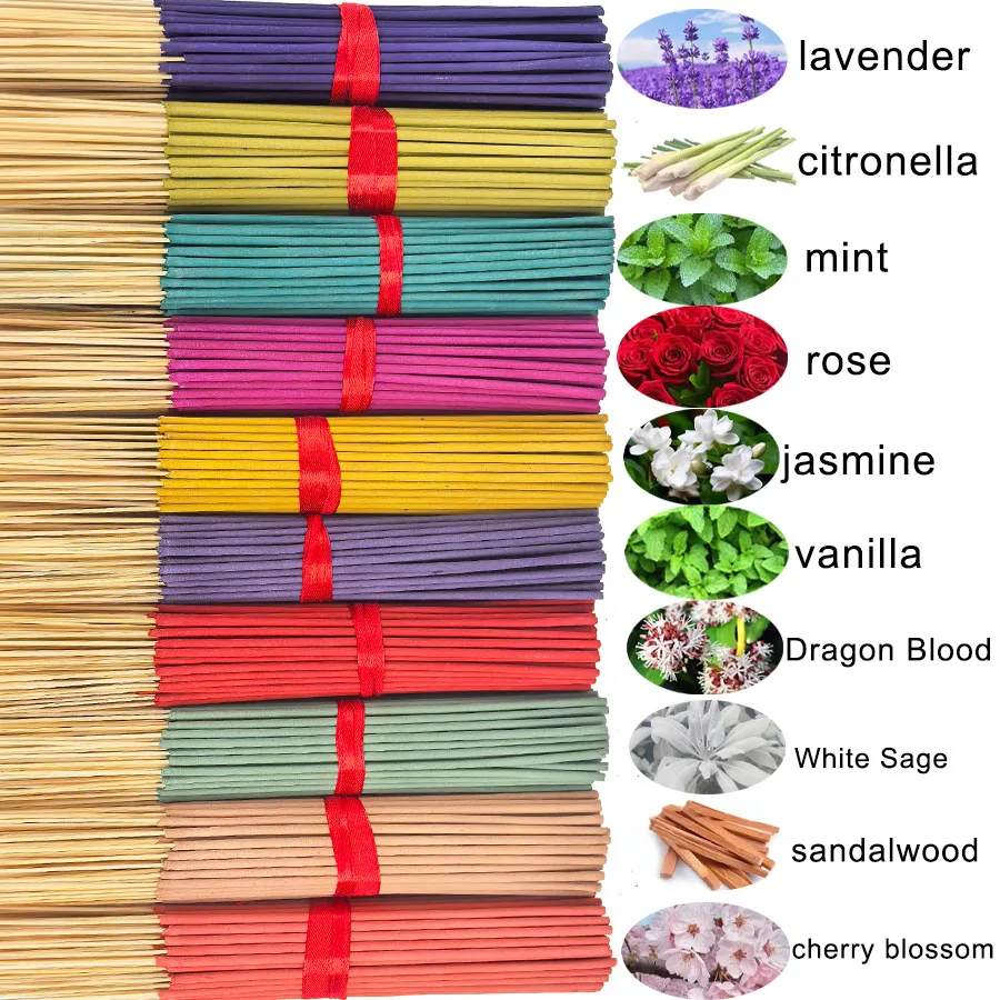 7 Sets of 140 Incense Sticks, Available in Four Seasonal Sets: Rose, Lavender, Sandalwood, Jasmine, Mint, Cherry Blossom, Herbal, and Dragon Blood Wood, with 20 Sticks Per Pack, Suitable for Home Use, Office, Yoga, Meditation, Post-Meal Reading, or Concerts, with Long-Lasting Fragrance