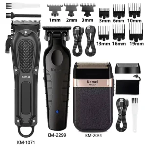Kemei Hair Clipper Km-1071 Km-2299 Km-2024 UBS Rechargeable Cordless Beard Trimmer Powerful Electric Hair Clippers for Men