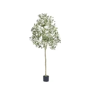SucceBuy Artificial Olive Tree 4/5/6FT Tall Faux Plant Secure PE Material Anti-Tip Tilt Protection Low-Maintenance Tree for Home