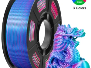 Tricolor Silk PLA 3D Printer Filament, 1.75mm Multicolor 3D Printing Filament, Red&Blue&Green Filament, 250g (0.55lbs)
