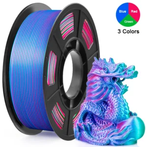 Tricolor Silk PLA 3D Printer Filament, 1.75mm Multicolor 3D Printing Filament, Red&Blue&Green Filament, 250g (0.55lbs)