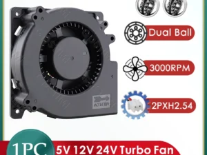Gdstime 120MM Fan 24V DC Brushless Centrifugal Turbo Blower 120MM*32MM Dual Ball Cooler for BBQ Grill,Industrial Cooling