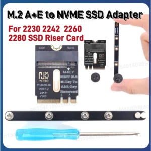 M.2 A+E to NVME SSD Adapter M2 WIFI Interface A/E Key to M Key PCIE 4.0 Riser Card with Bracket for 2230 2242 2260 2280 NVME SSD
