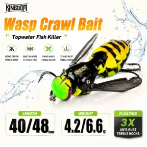 Kingdom Wasp Crawl Artificial Bait 4.2g 40mm 6.6g 48mm Floating Insect Bionic Swimbaits Hard Wobblers For Bass Pike Fishing