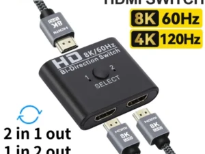 8K 60Hz HDMI-Compatible Switch Splitter Bi-Direction 1x2/2x1 HDMI-Compatible Switcher 2 In1 Out for PS4 TV Box Switcher Adapter