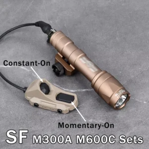 Surefire PEQ15 M300/M600 Flashlight with AXON Dual Function Remote Pressure Switch for 20mm Rail Hunting Tactical Airsoft Light
